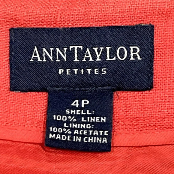 Ann Taylor Skirt Womens 4‎ P Orange Linen Zipper Closure Lined Business Career - Picture 3 of 5